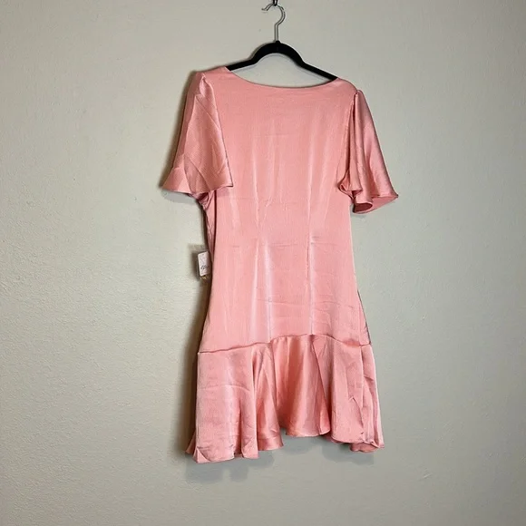 Free People Dress Scarlett Satin Ruffle Wrap Mini Peach Size XL NWT - Picture 9 of 11